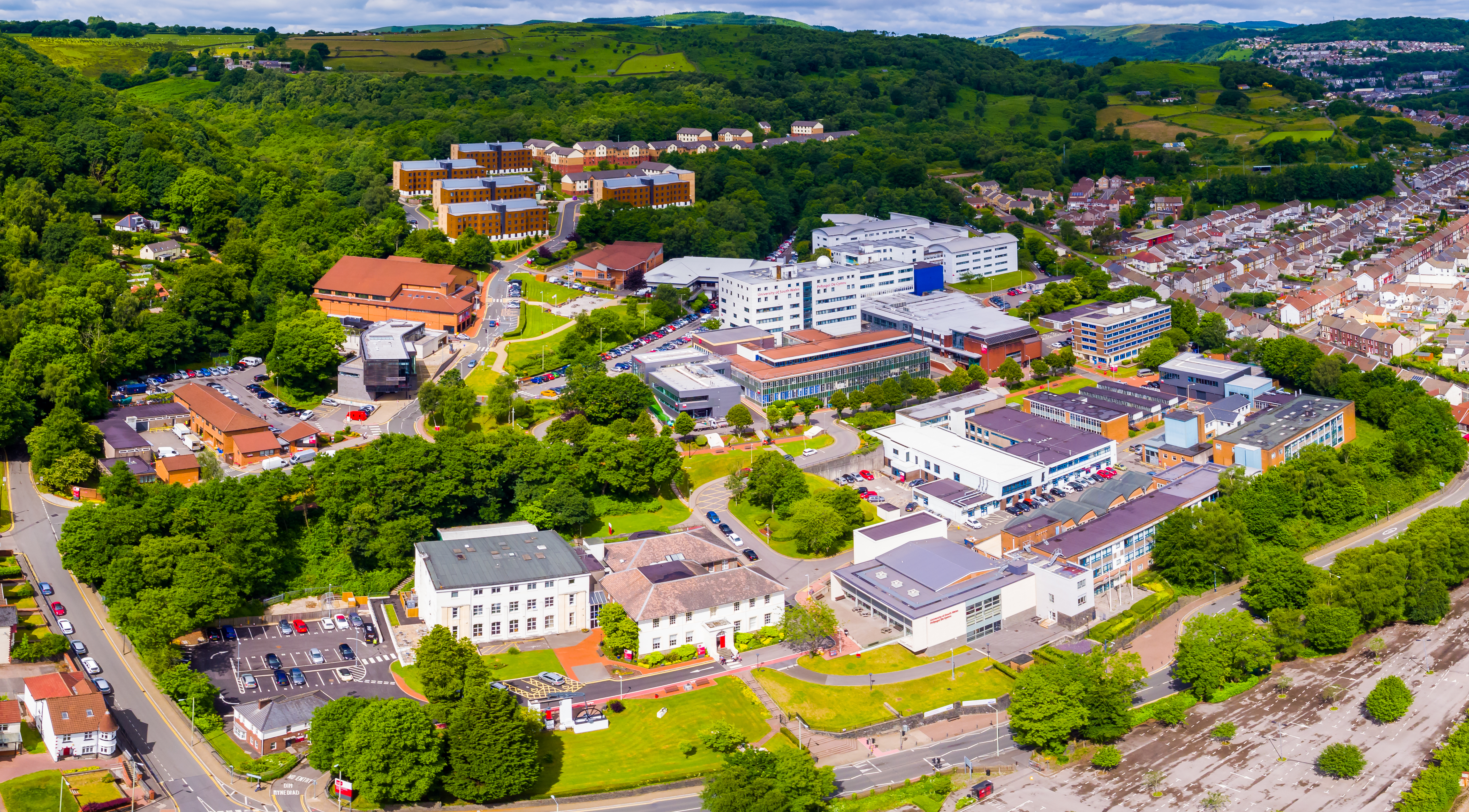 An aerial view of Treforest Campus.