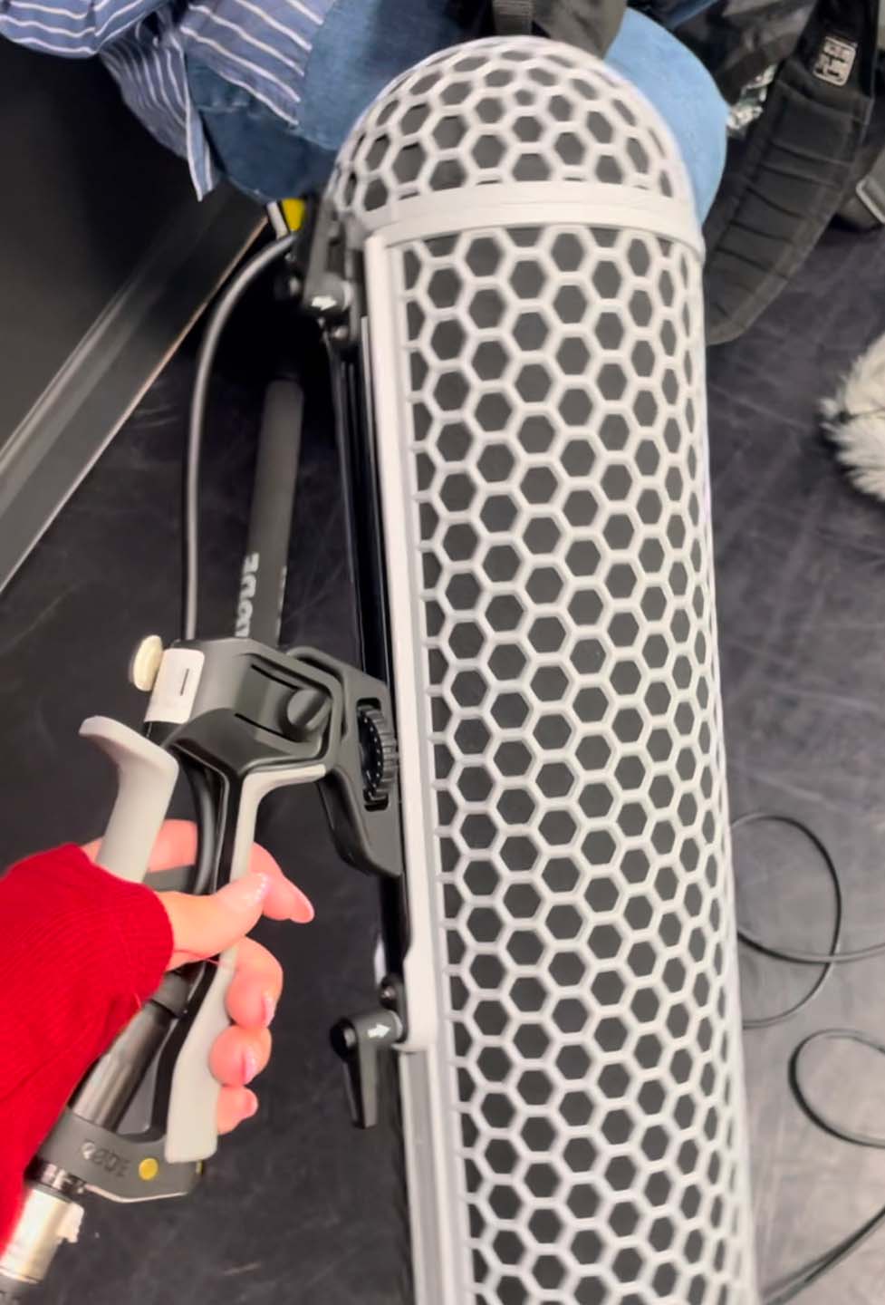 A close up of a mic used for recording audio.