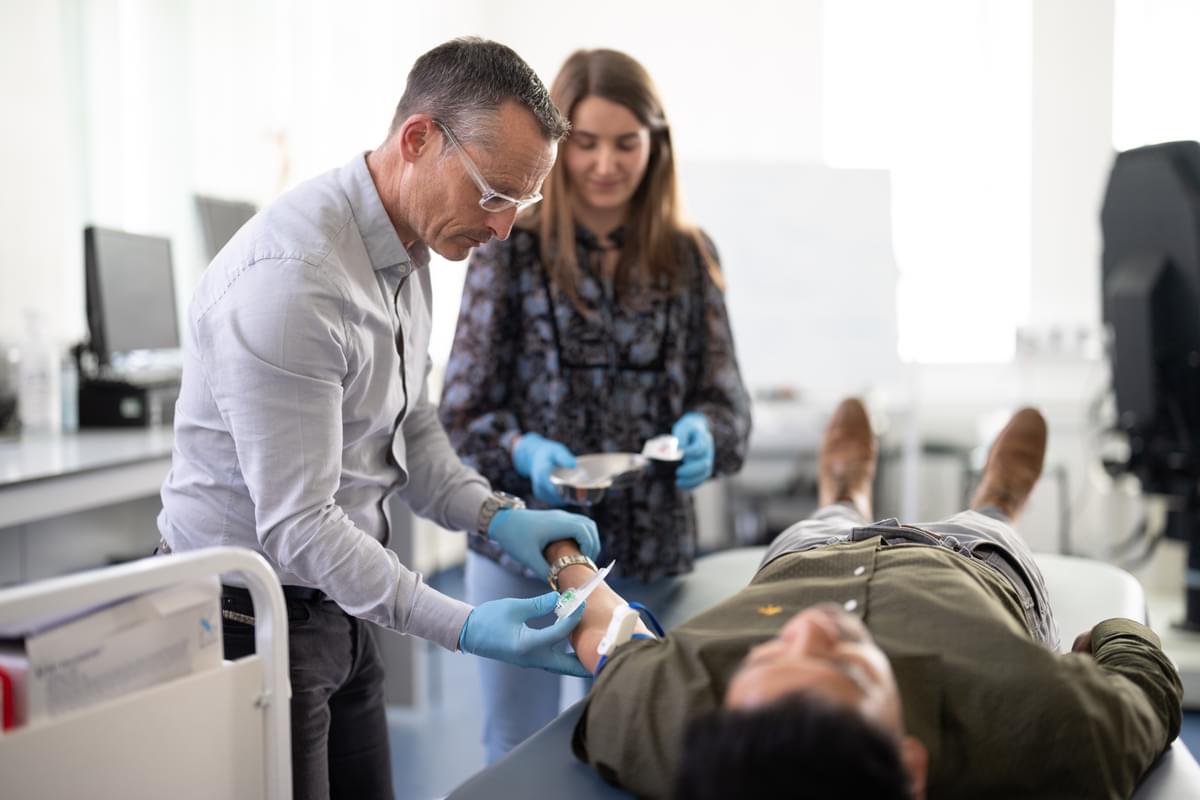 Professor Damian Bailey conducting an experiment in the Neurovascular Research Laboratory