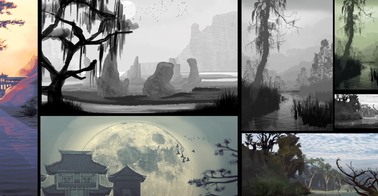 collage of Game Art student work for Gradfest