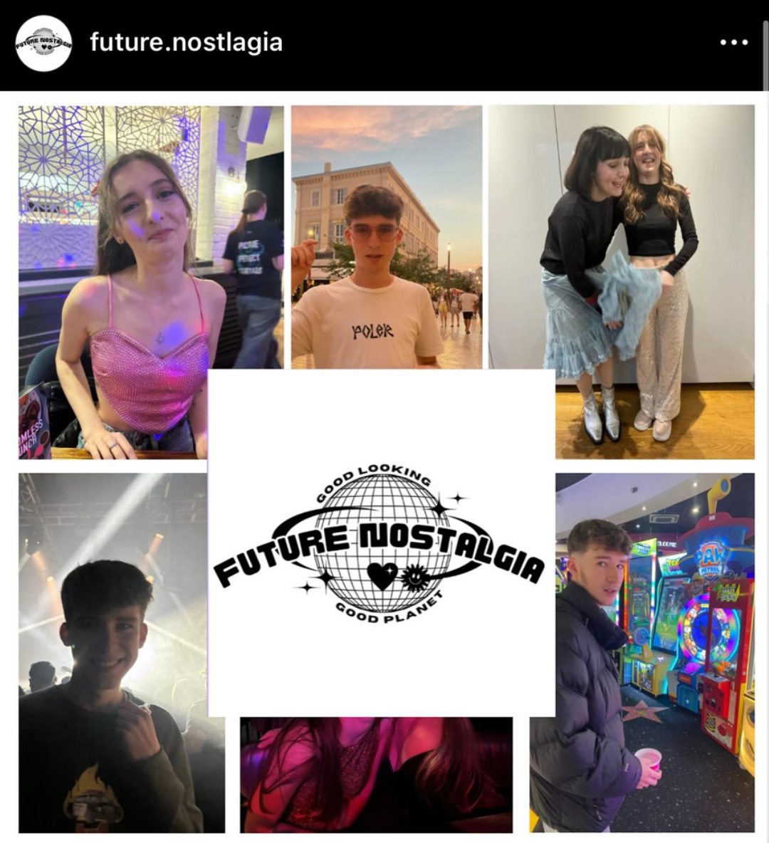 A collection of images with a 'Future Nostalgia' logo