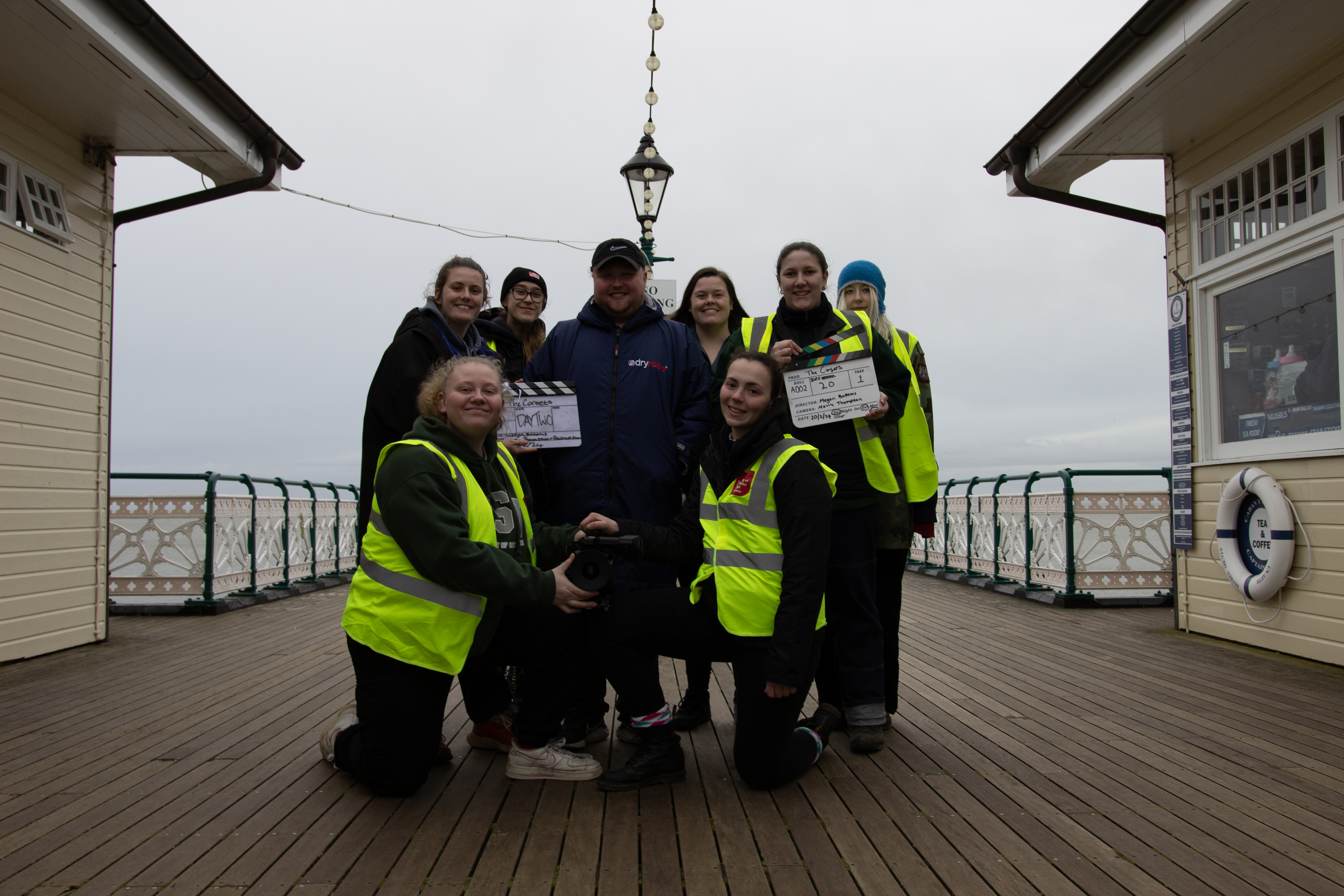 A group of students working as crew for a short film