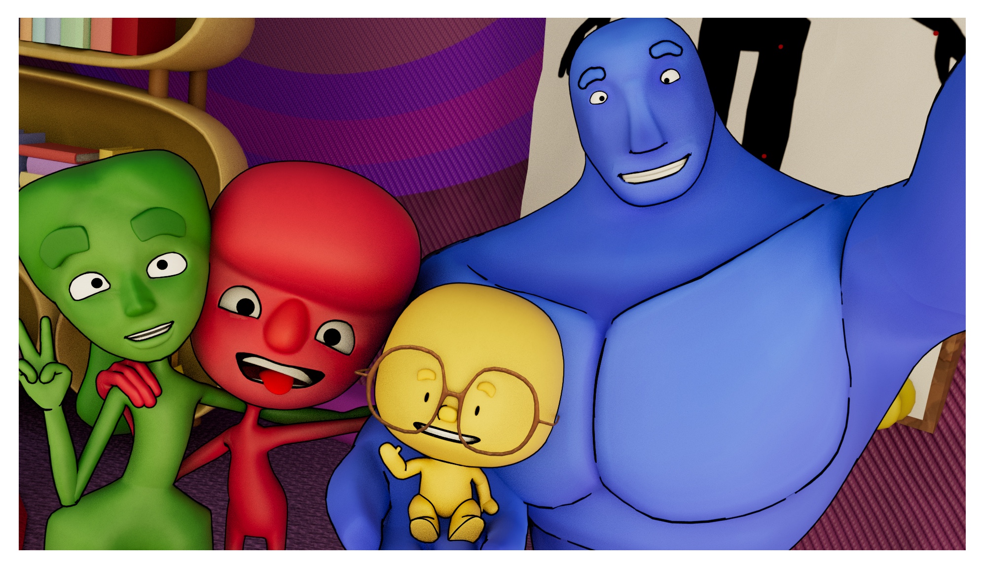 Animated colourful cartoon characters