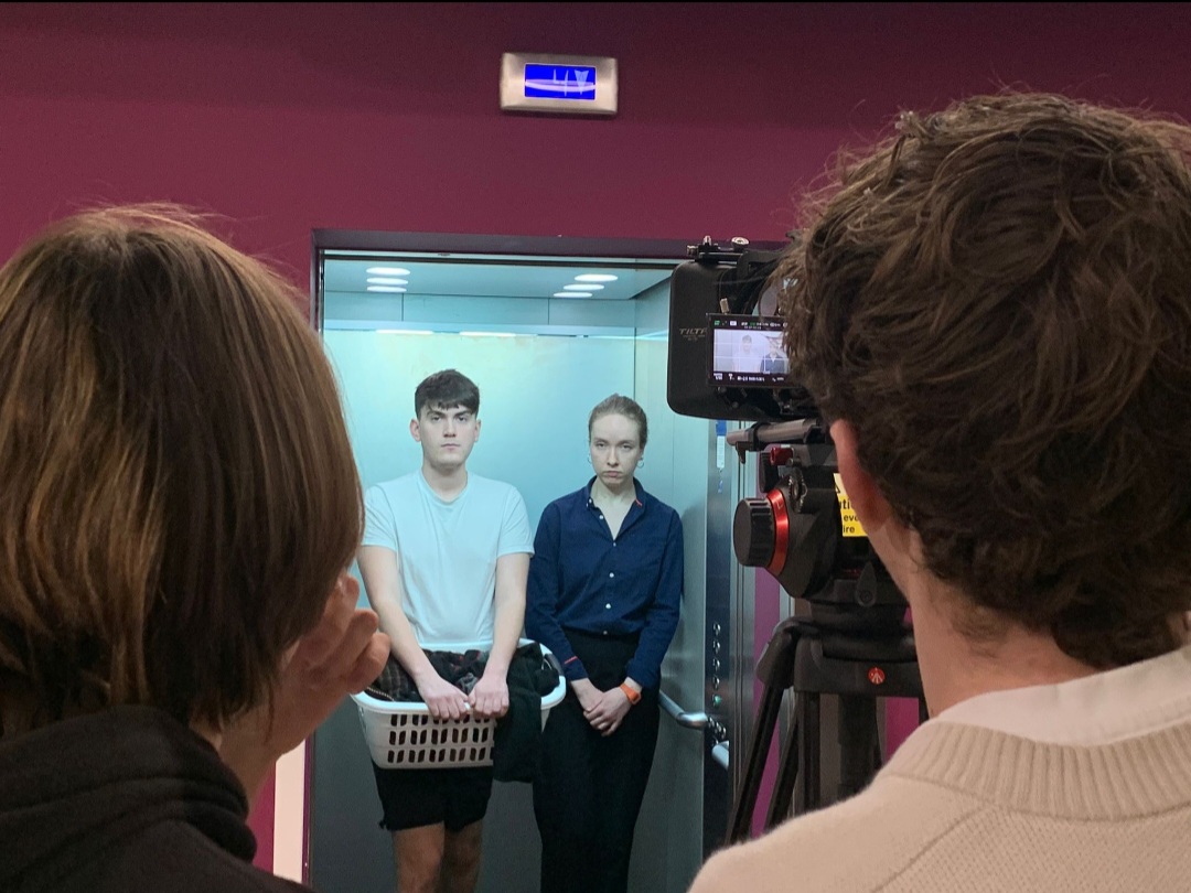 Students filming for a short film