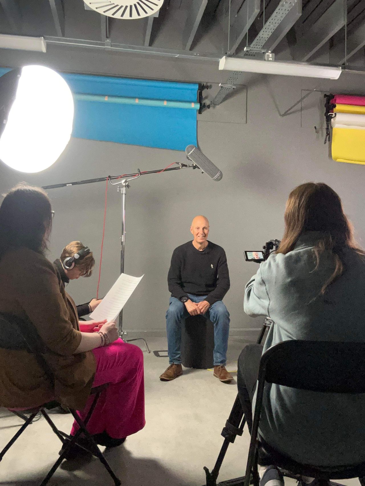 behind the scenes shot of filming with Kevin Webber