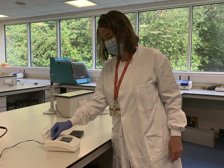 Dr Emma Hayhust and Covid-19 test prototype