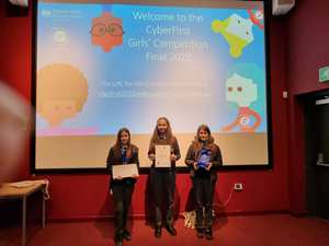 The winning team in the 2022 CyberFirst Girls Competition at USW's Newport Campus