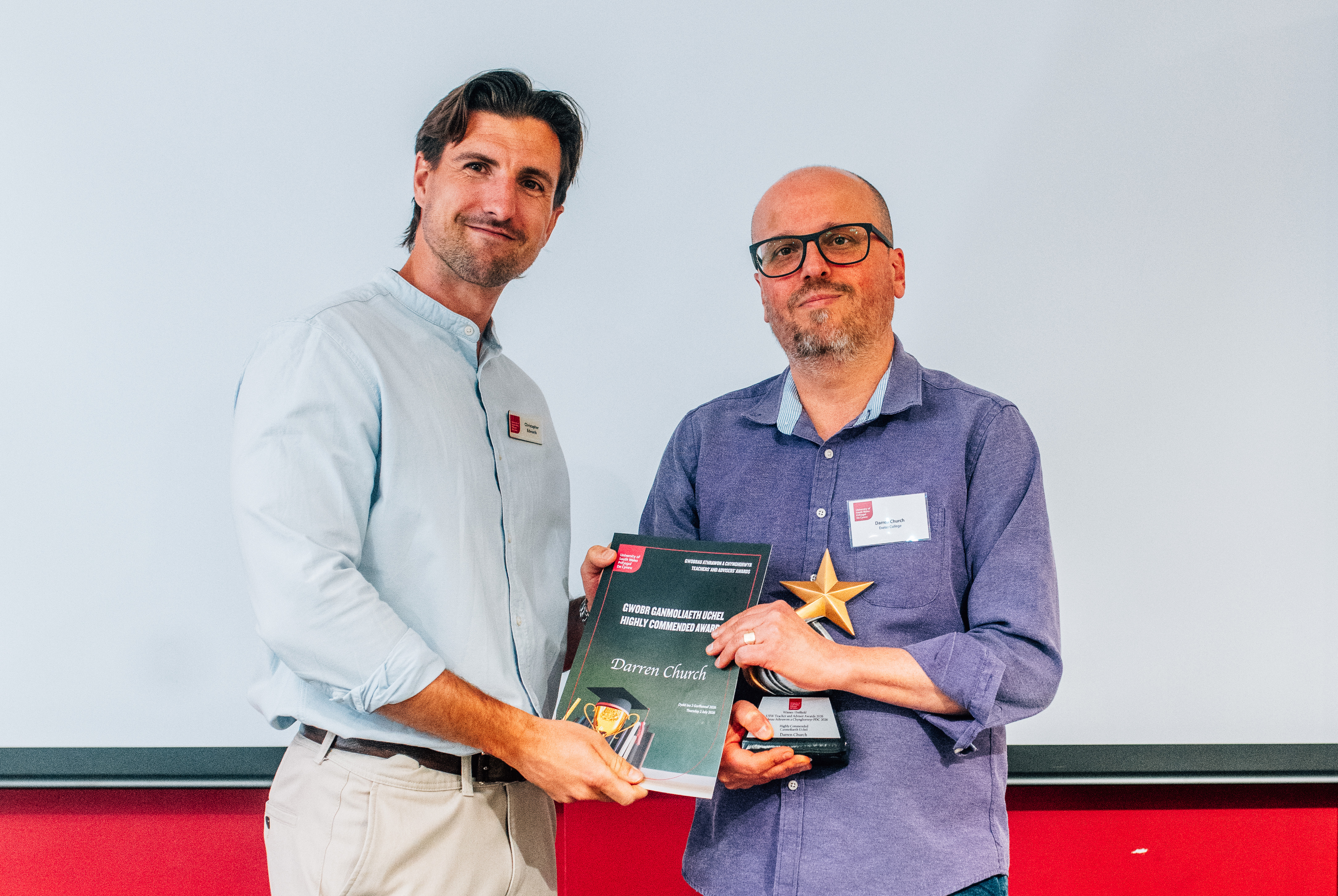 Teachers' and Advisers' Awards winner Darren Church receiving his award.