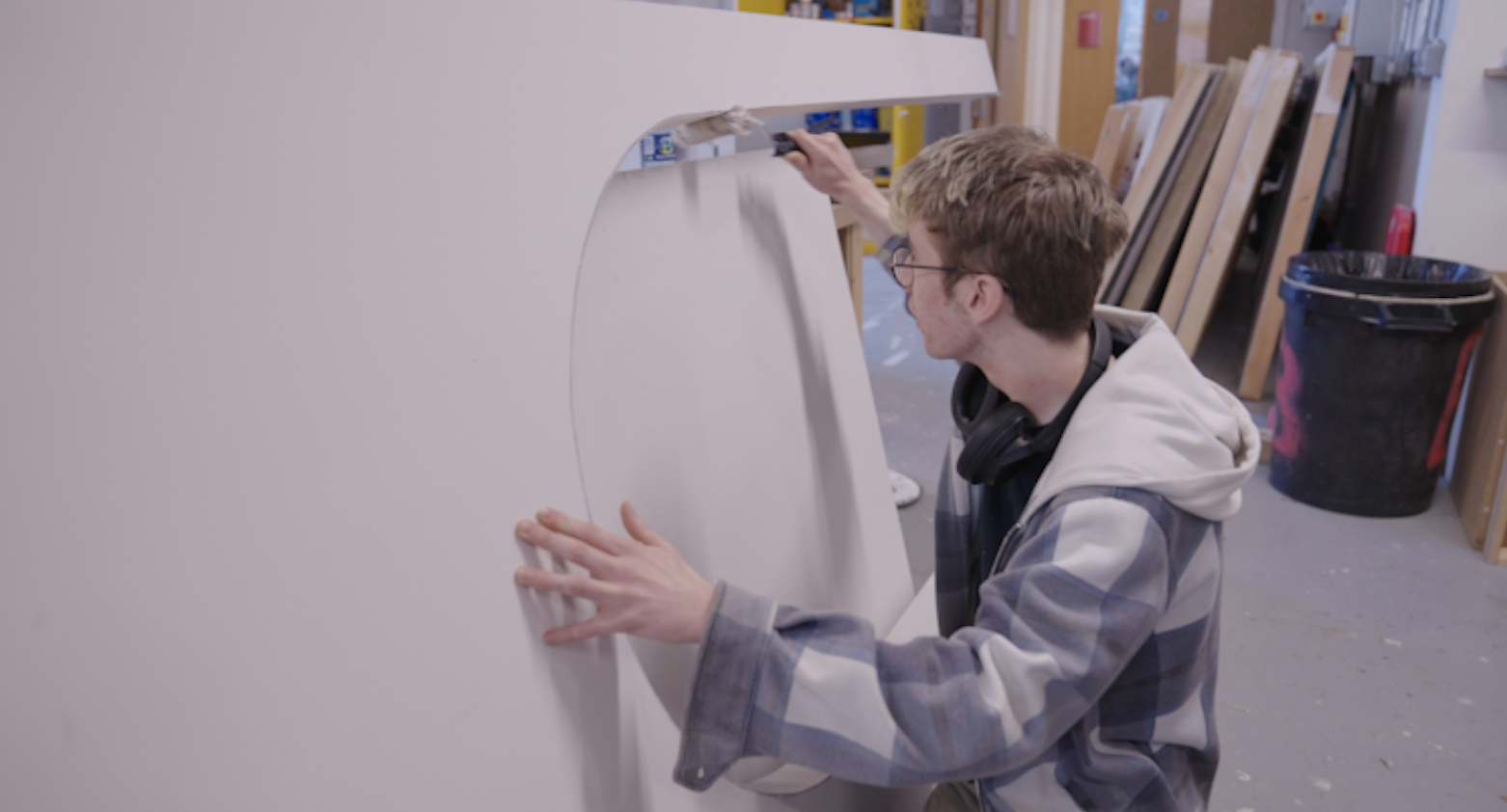 Student working on constructing a set